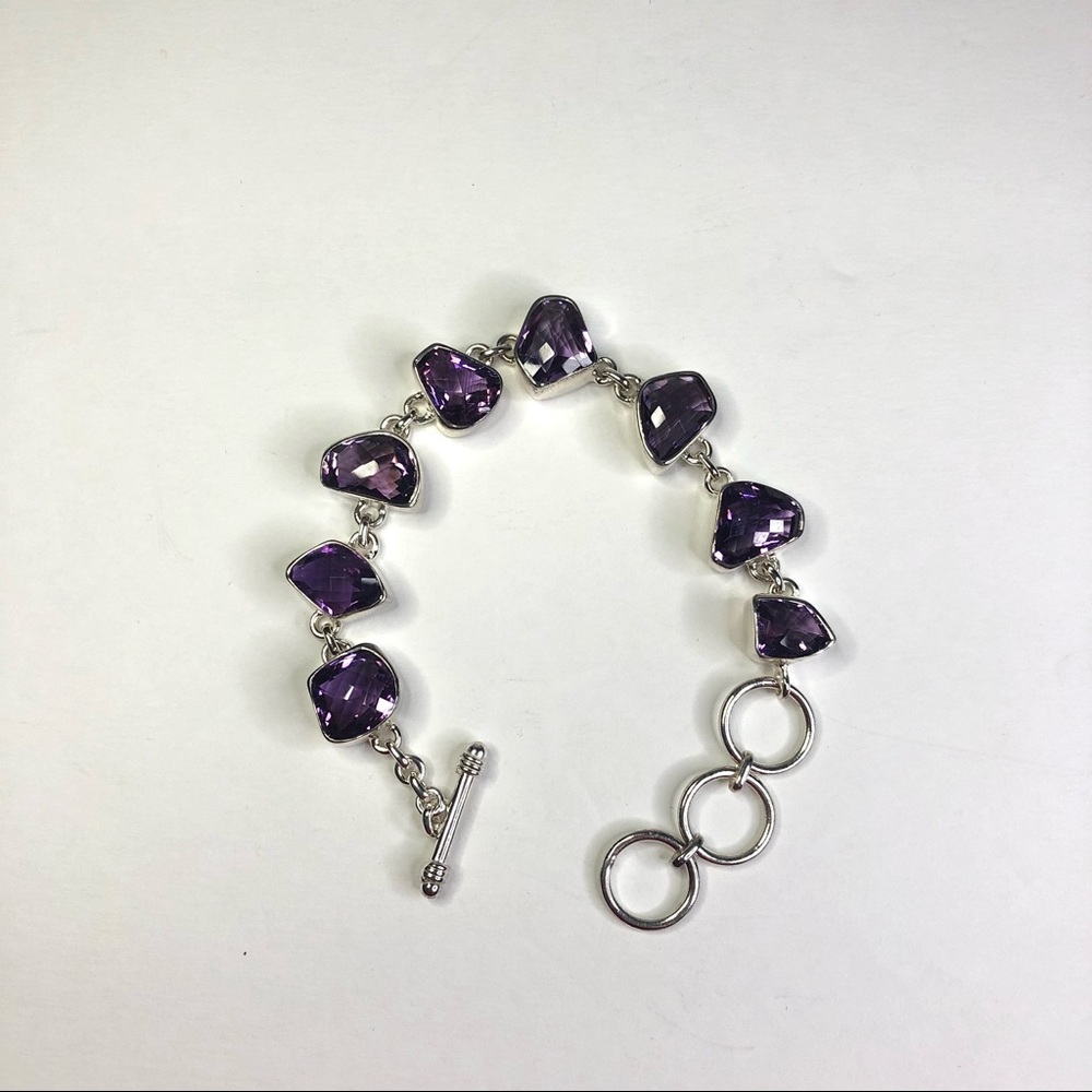 Purple Gem Stones on Silver Chain